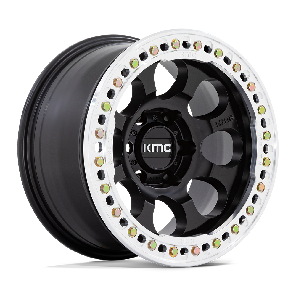 KMC Wheels KM237 Riot Beadlock Satin Black with Machined Ring