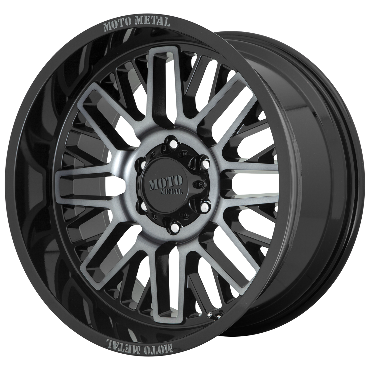 Moto Metal Wheels MO802 Warlock Gloss Black Machined with Gray Tint