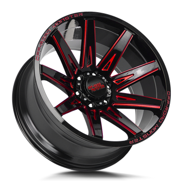 Off-Road Monster Wheels M25 Gloss Black Candy Red Milled - Wheels Outlet