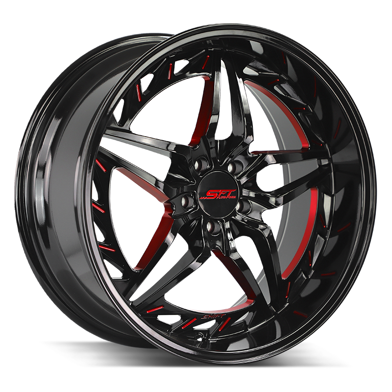 Shift Wheels HF37 Injector Gloss Black Candy Red Milled - Wheels Outlet