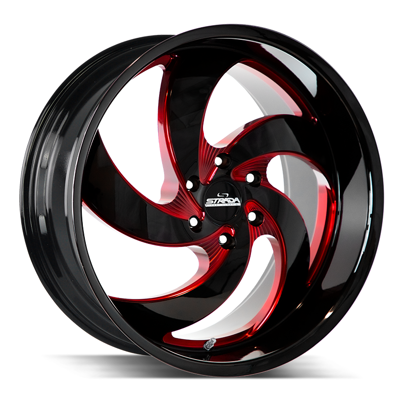 Strada Classics Wheels C05 Retro 5 Gloss Black Candy Red Milled - Wheels Outlet