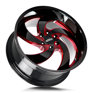 Strada Classics Wheels C05 Retro 5 Gloss Black Candy Red Milled - Wheels Outlet