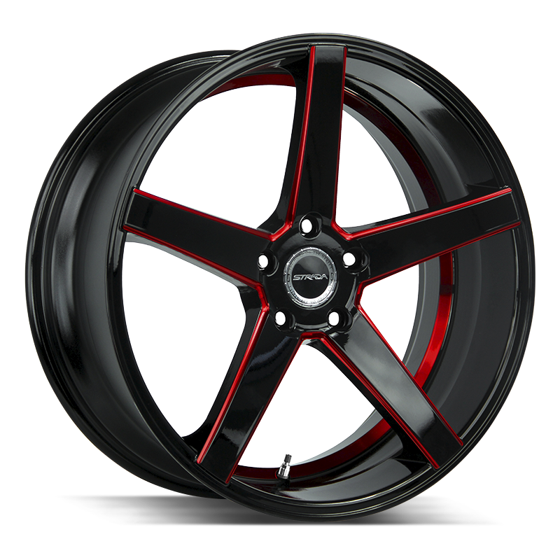 Strada Wheels SF35 Perfetto Gloss Black Candy Red Milled - Wheels Outlet