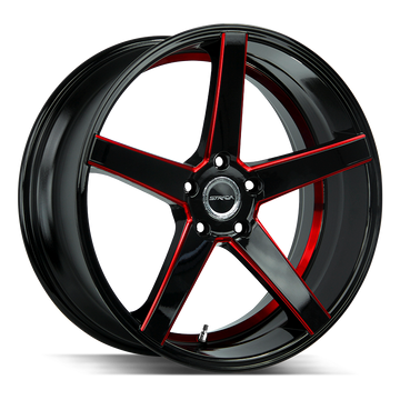 Strada Wheels SF35 Perfetto Gloss Black Candy Red Milled - Wheels Outlet