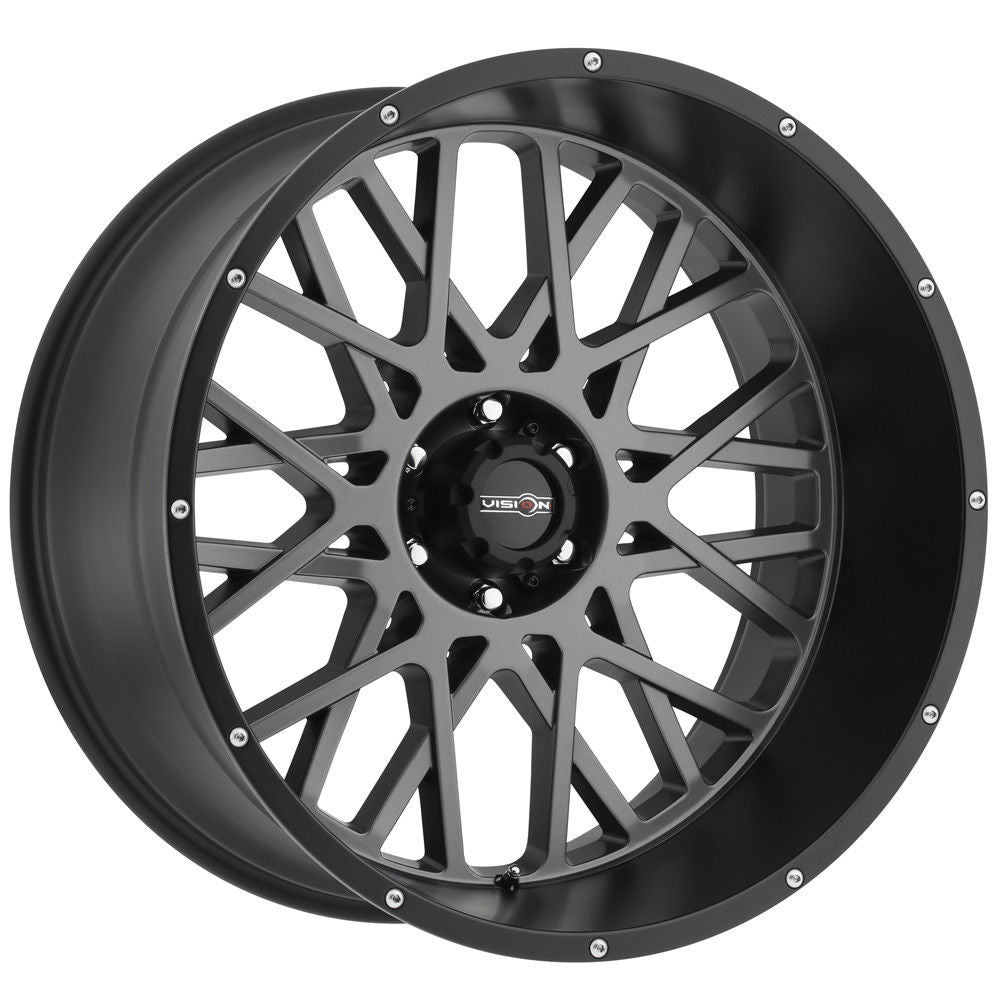 Vision Wheels 412 Rocker Gunmetal Black Lip