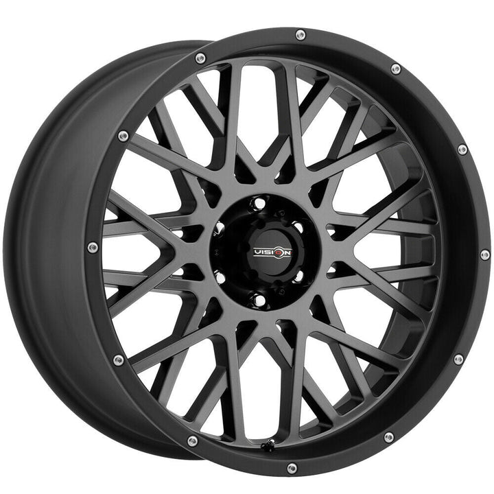 Vision Wheels 412 Rocker Gunmetal Black Lip