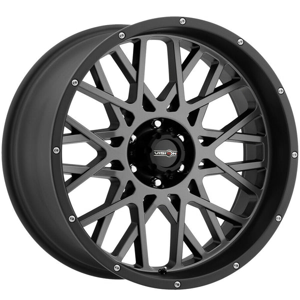 Vision Wheels 412 Rocker Gunmetal Black Lip