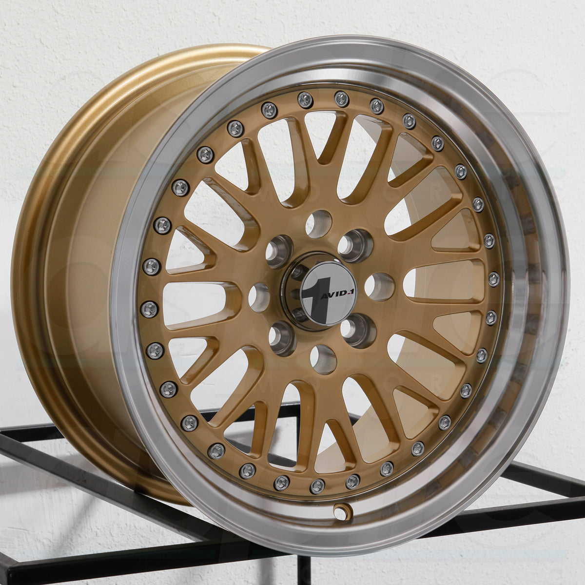 AVID1 Wheels AV12 Black Gold Rivets