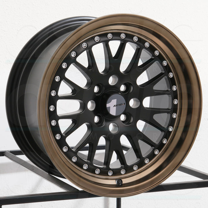AVID1 Wheels AV12 Black Gold Rivets