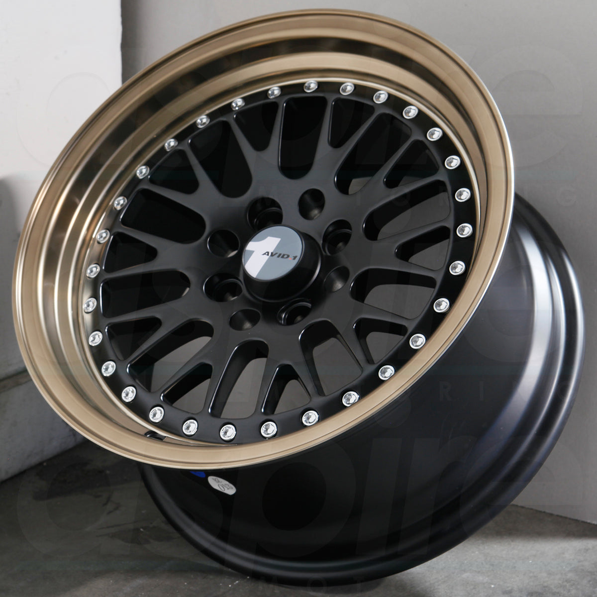 AVID1 Wheels AV12 Black Gold Rivets