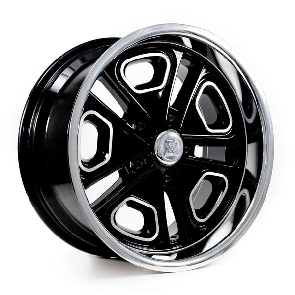 Resto Wheels Del Ray Black Milled Machined Lip