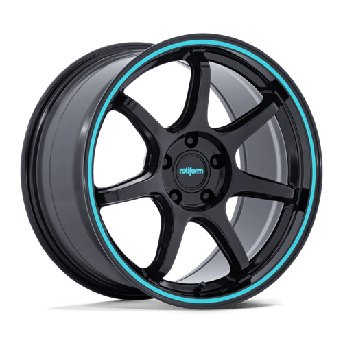 Rotiform Wheels RC208 Bpu Gloss Black with Teal Stripe