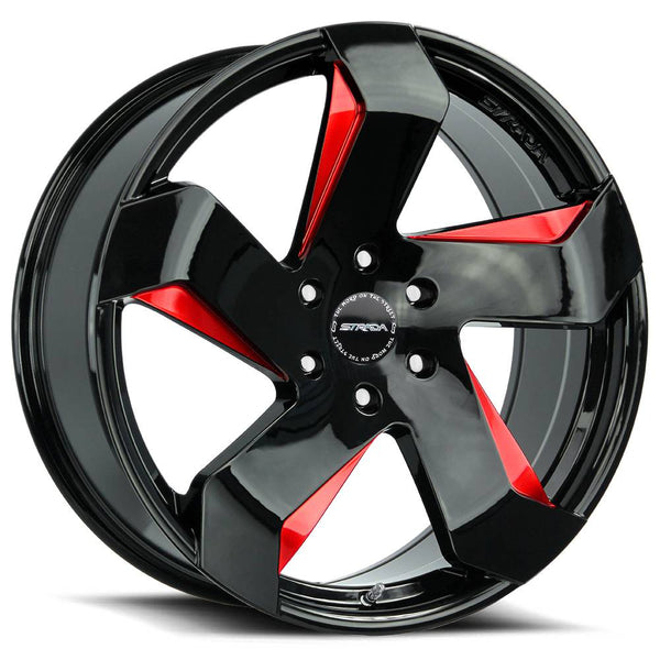 Strada Wheels S65 Coltello Black Milled Red