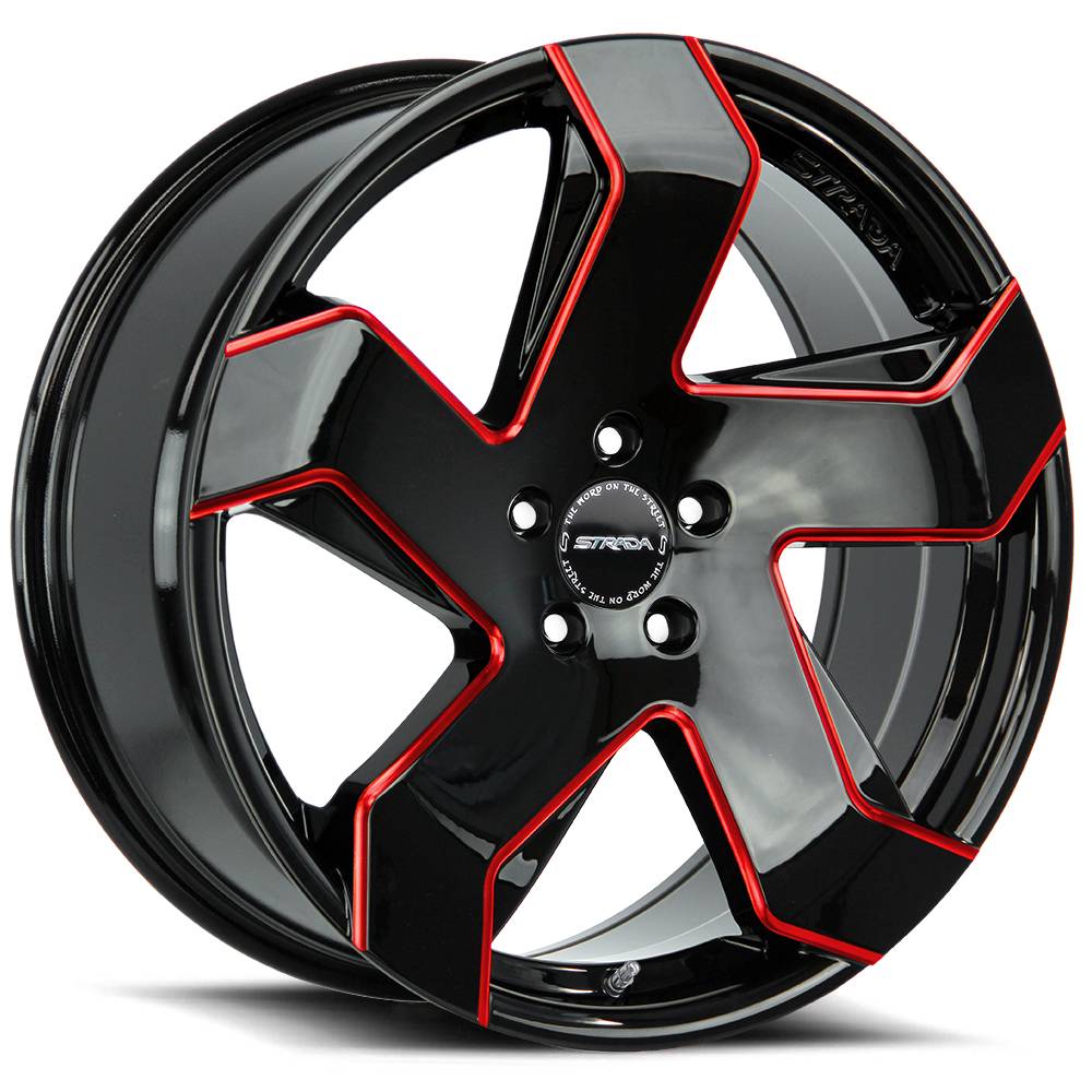 Strada Wheels S65 Coltello Black Red Milled Edge