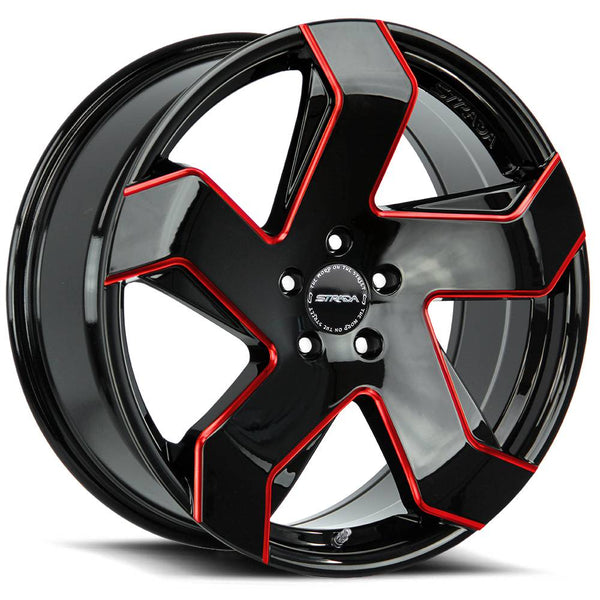 Strada Wheels S65 Coltello Black Red Milled Edge