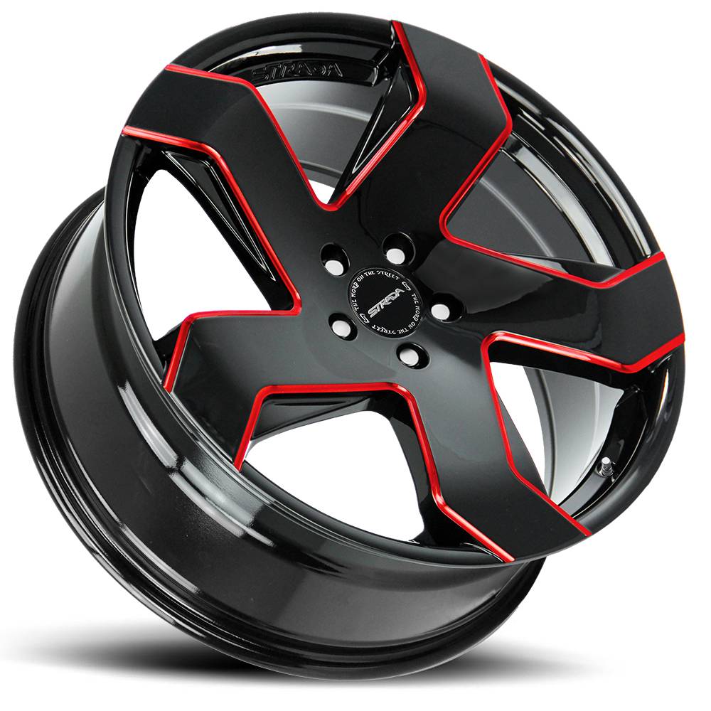 Strada Wheels S65 Coltello Black Red Milled Edge