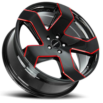 Strada Wheels S65 Coltello Black Red Milled Edge