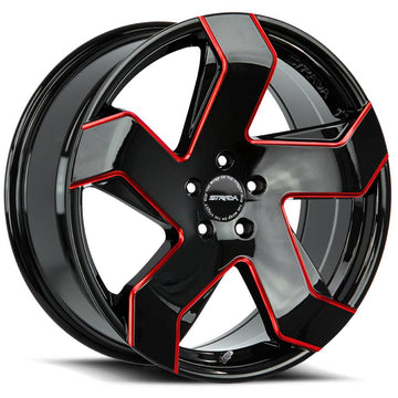 Strada Wheels S65 Coltello Black Red Milled Edge