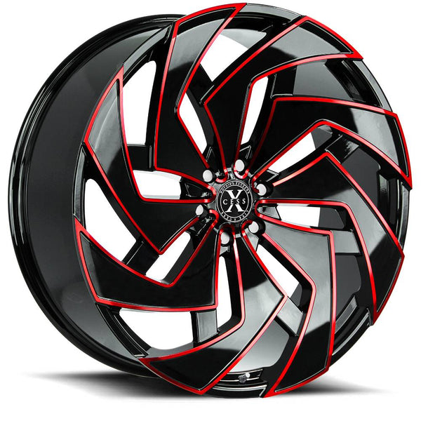 Xcess Wheels X04 Black Milled Red