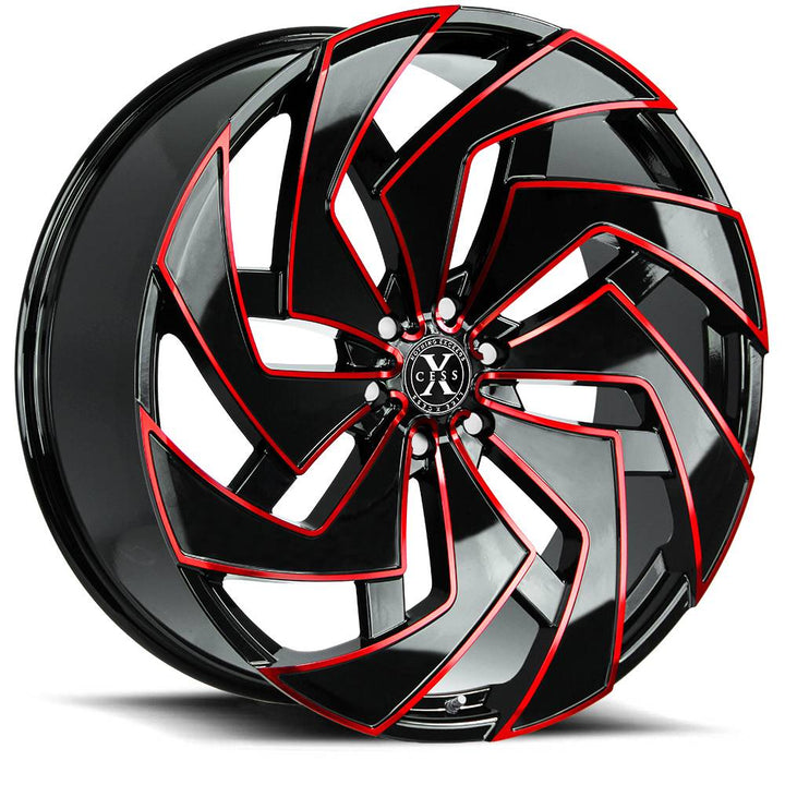 Xcess Wheels X04 Black Milled Red