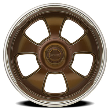 Corsart Wheels C107 Malibu Satin Bronze Center Diamond Cut Lip face view