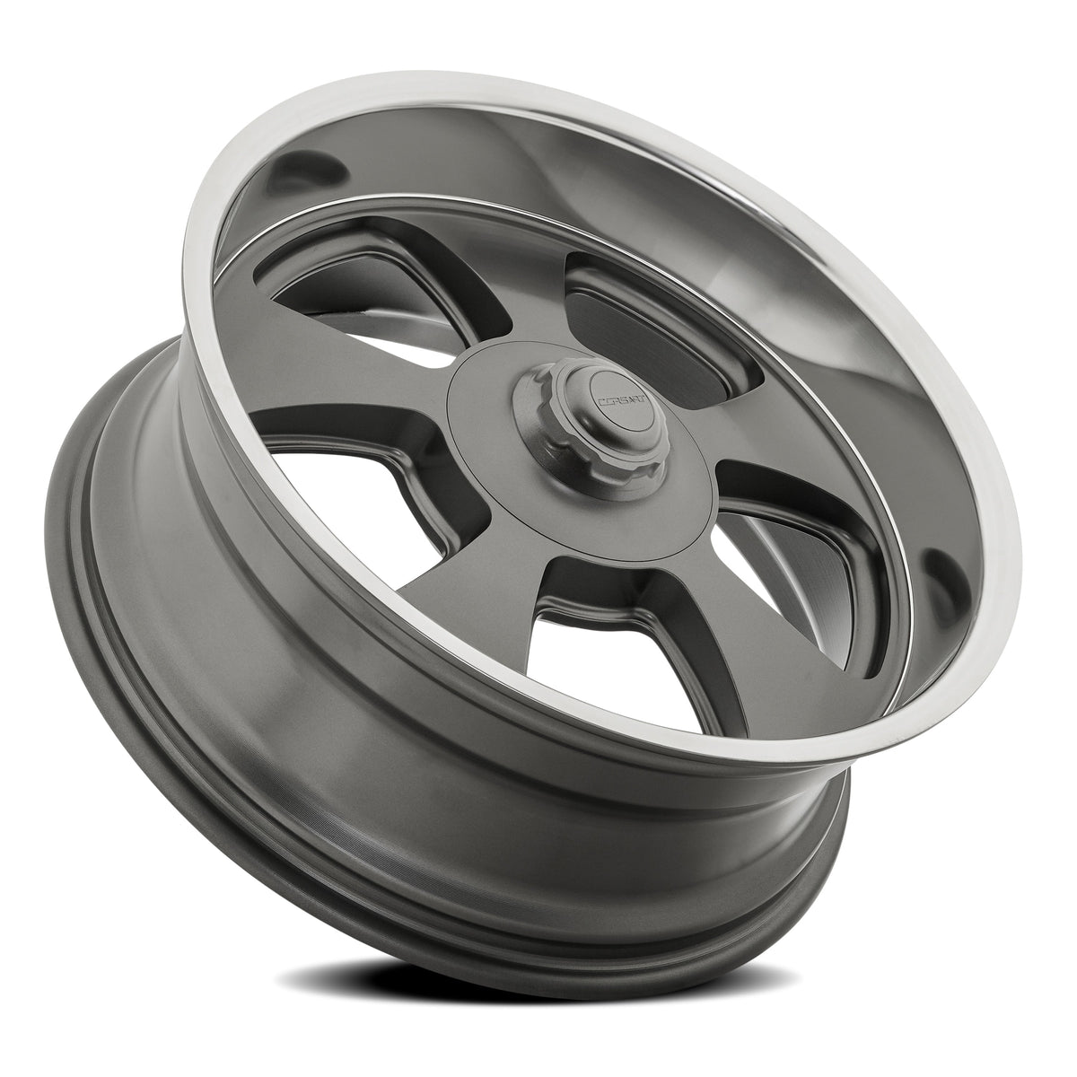 Corsart Wheels C107 Malibu Satin Gun Metal Center Diamond Cut Lip rear angle
