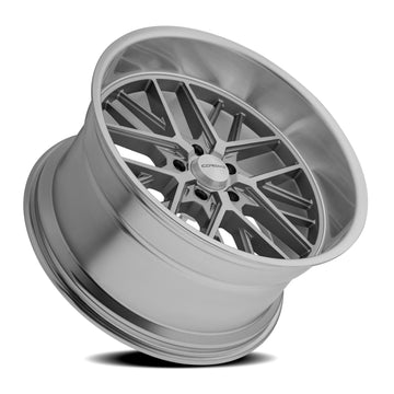 Corsart Wheels R502 Kingpin 5 Gloss Brushed with Diamond Cut Lip rear angle