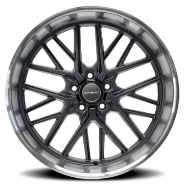 Corsart Wheels R503 Kingpin 5 Matte Gunmetal with Diamond Cut Lip face view
