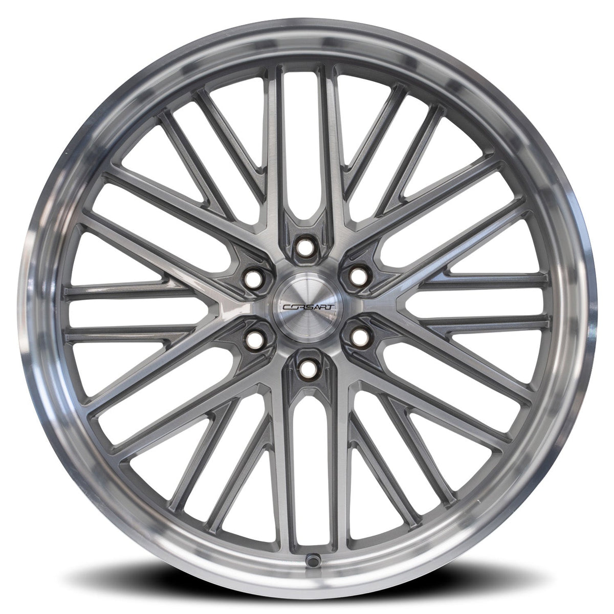Corsart Wheels R507 Kingpin 6 Gloss Brushed with Diamond Cut Lip face view