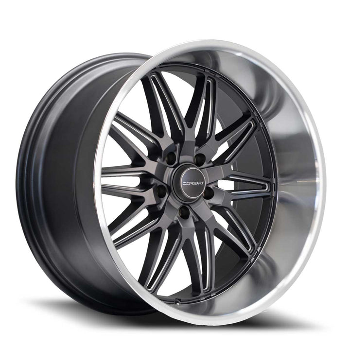 Corsart Wheels R508 Alcatraz Matte Gunmetal Milled with Diamond Cut Lip