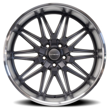 Corsart Wheels R508 Alcatraz Matte Gunmetal Milled with Diamond Cut Lip face view