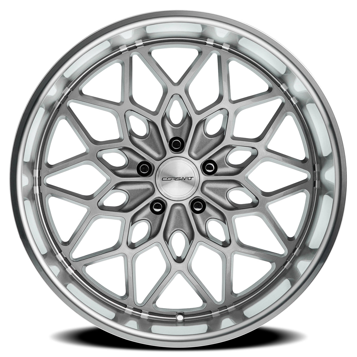 Corsart Wheels R513 Gunner Gloss Brushed with Diamond Cut Lip face view