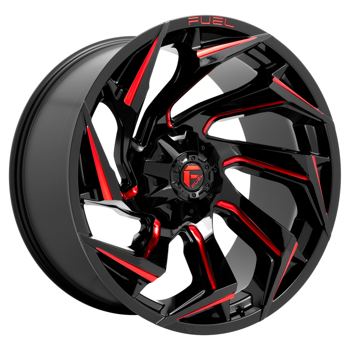Fuel Off-Road Wheels D755 Reaction Gloss Black Milled with Red Tint