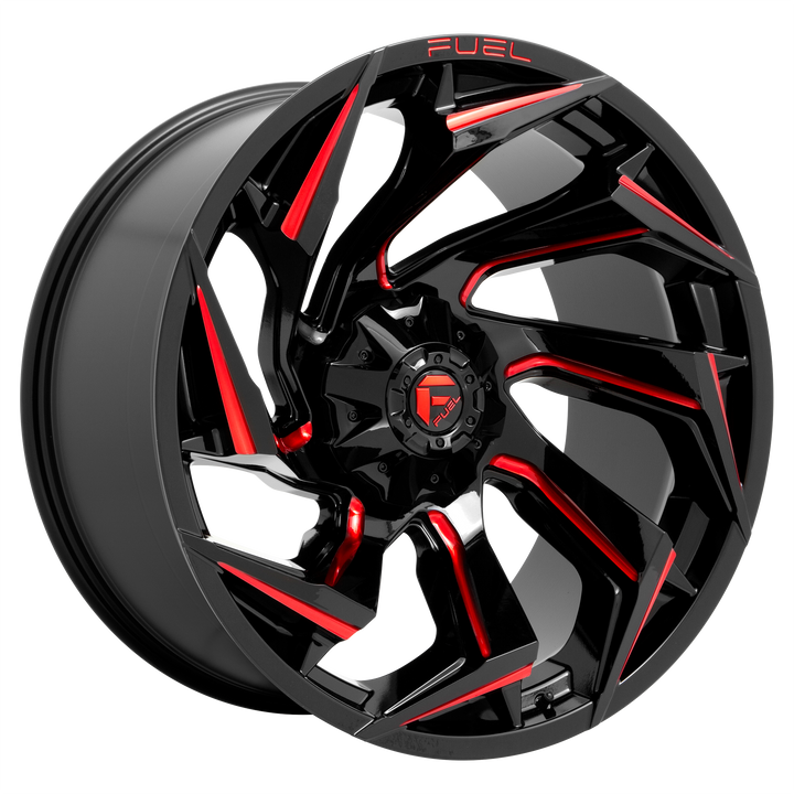 Fuel Off-Road Wheels D755 Reaction Gloss Black Milled with Red Tint