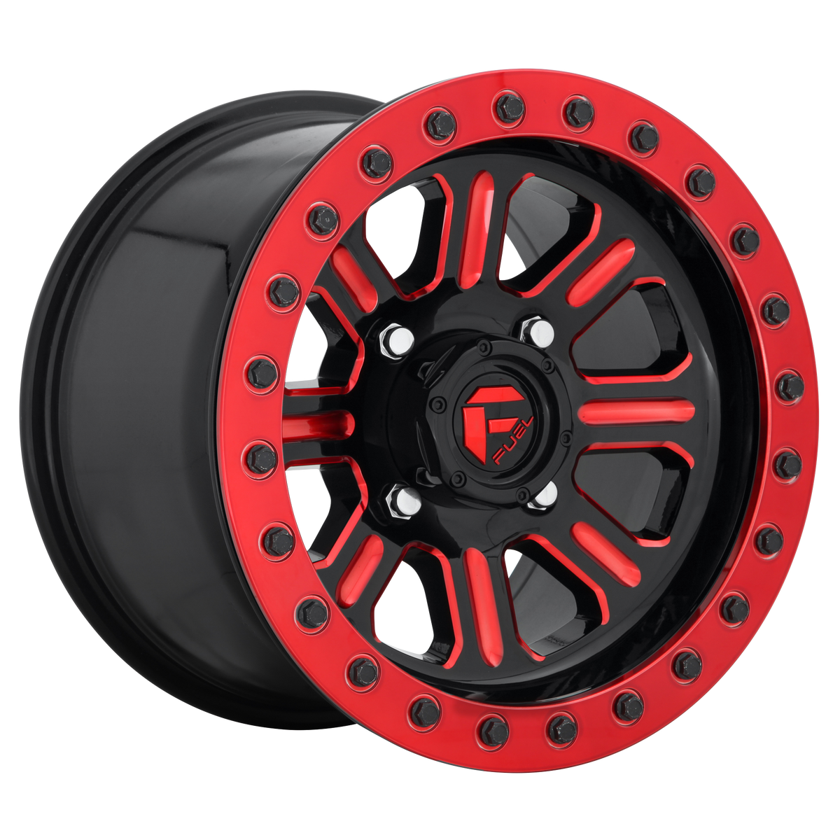 Fuel Off-Road Wheels D911 Hardline Utv Beadlock Gloss Black with Red Tint