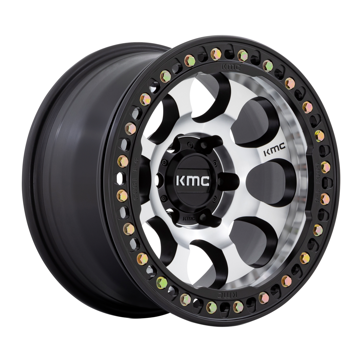 KMC Wheels KM237 Riot Beadlock Machined with Satin Black Windows & Ring