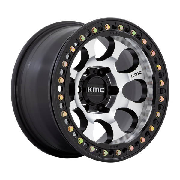 KMC Wheels KM237 Riot Beadlock Machined with Satin Black Windows & Ring