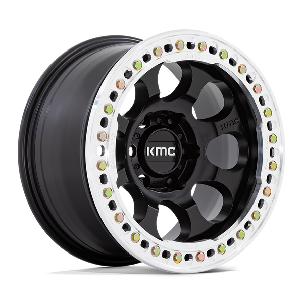 KMC Wheels KM237 Riot Beadlock Satin Black with Machined Ring