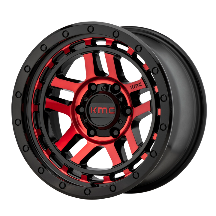 KMC Wheels KM540 Recon Gloss Black Machined with Red Tint