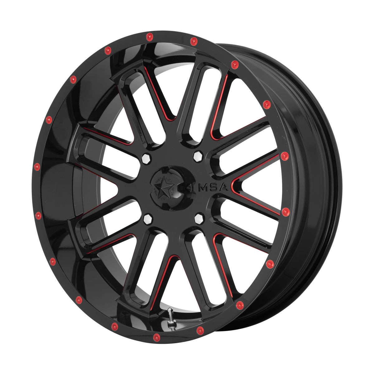 MSA Offroad Wheels M35 Bandit Utv Gloss Black Milled with Red Tint