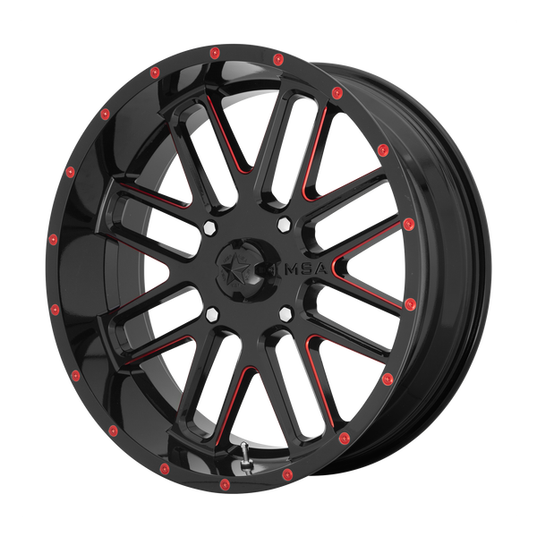 MSA Offroad Wheels M35 Bandit Utv Gloss Black Milled with Red Tint