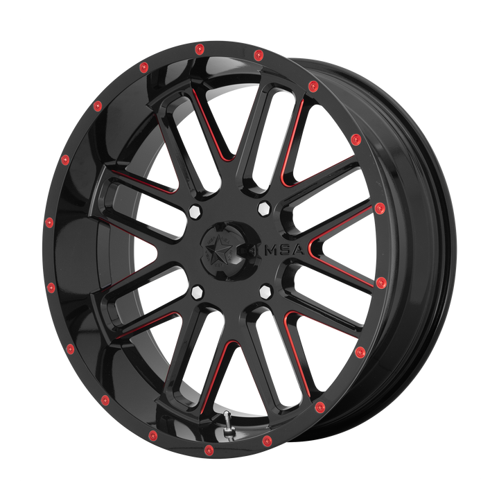 MSA Offroad Wheels M35 Bandit Utv Gloss Black Milled with Red Tint