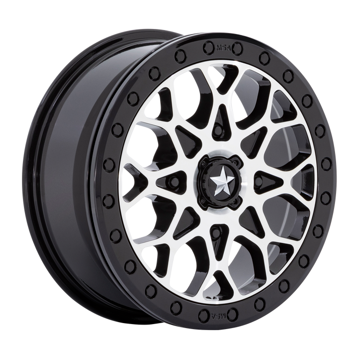 MSA Offroad Wheels M48 Portal Utv Beadlock Gloss Black Machined with Gloss Black Ring