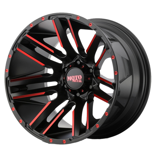 Moto Metal Wheels MO978 Razor Satin Black Machined with Red Clear Coat