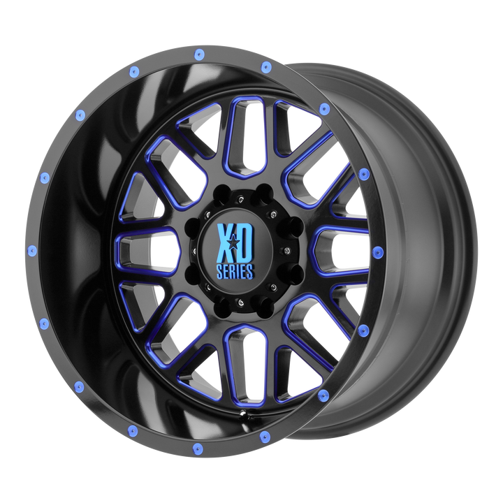 XD Series Wheels XD820 Grenade Satin Black Mill with Blue Tint
