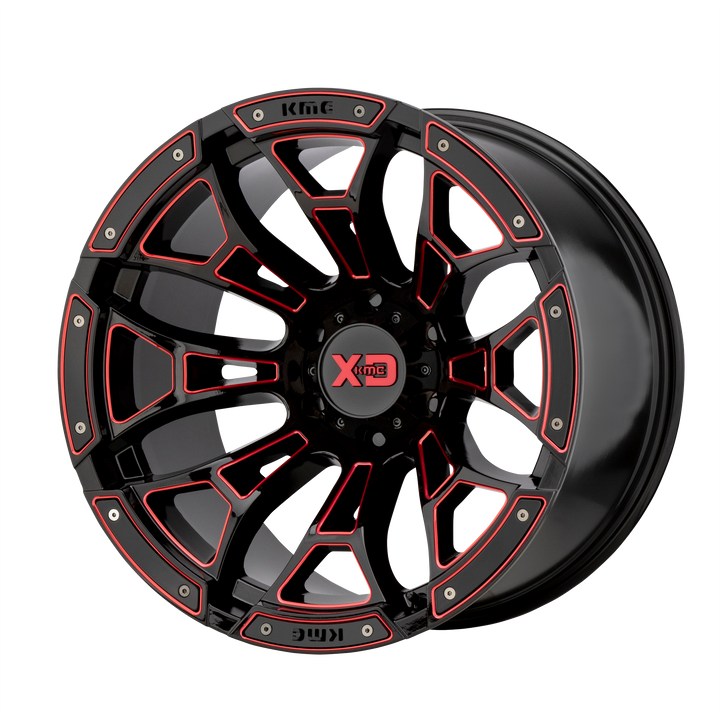 XD Series Wheels XD841 Boneyard Gloss Black Milled with Red Tint