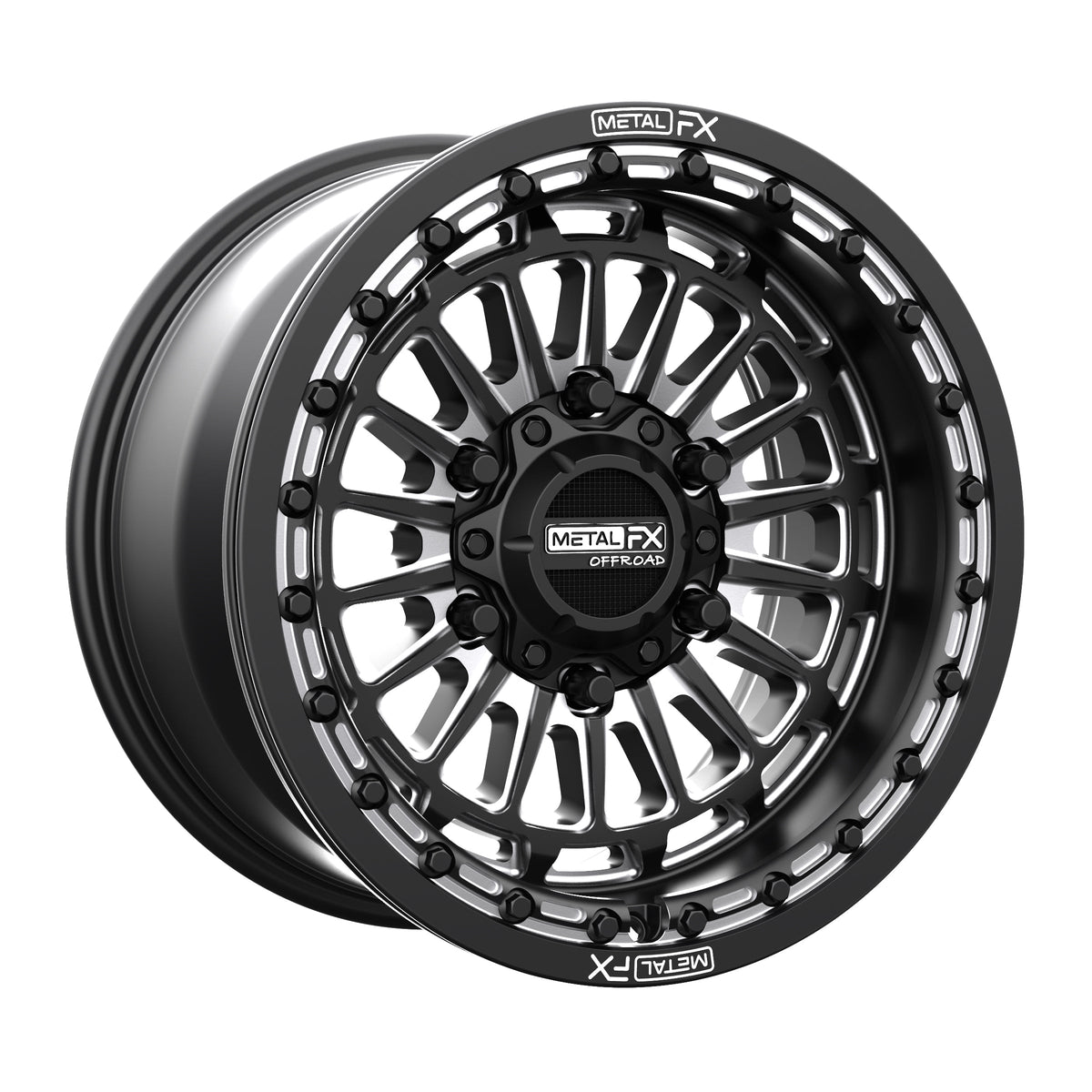 Metal FX Wheels Delta 6R Beadlock Satin Black Contrast Cut