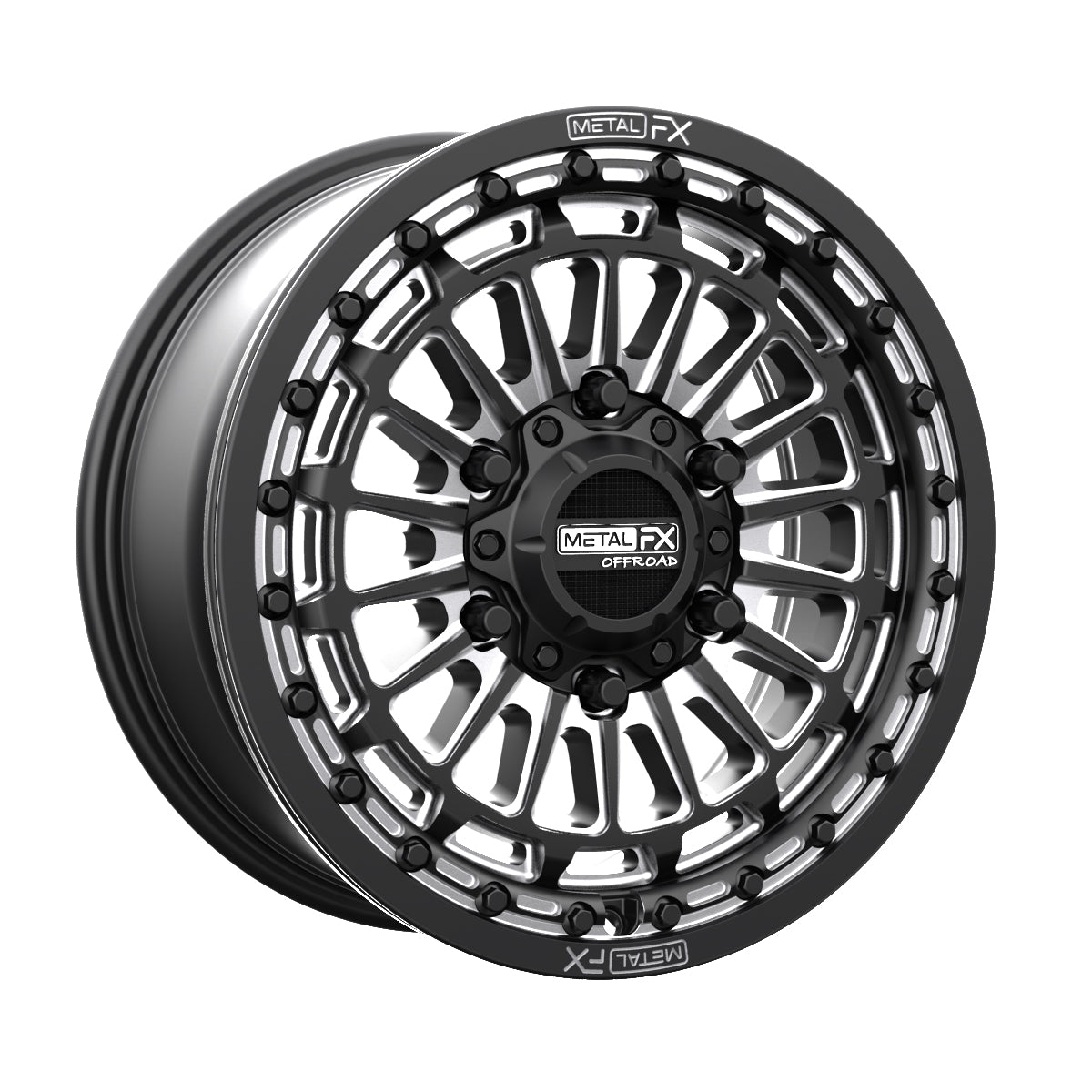Metal FX Wheels Delta 6R Beadlock Satin Black Contrast Cut