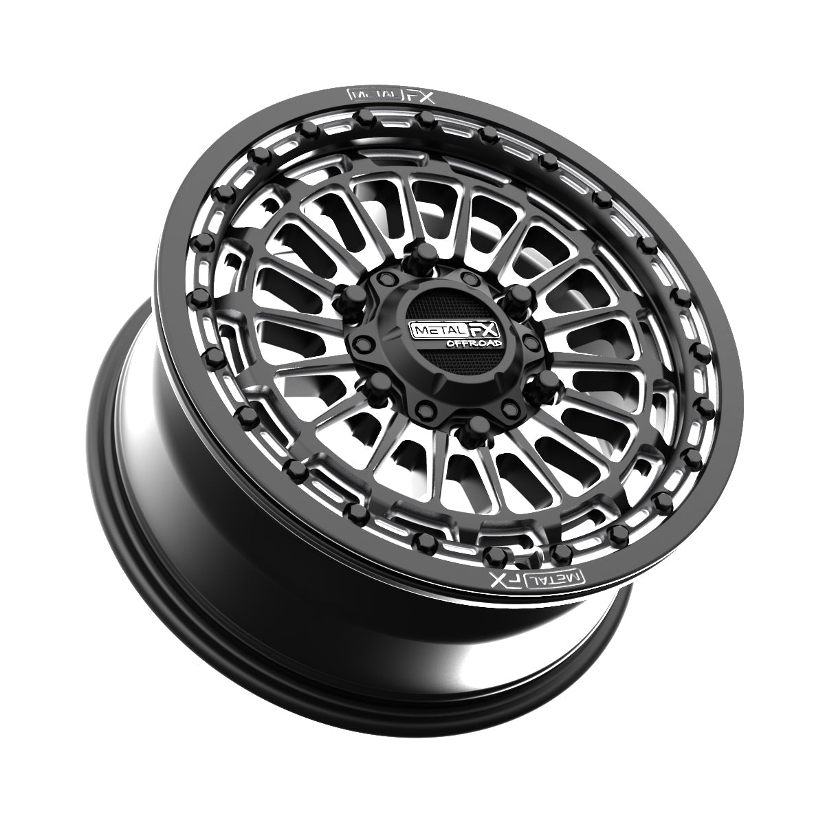 Metal FX Wheels Delta 6R Beadlock Satin Black Contrast Cut