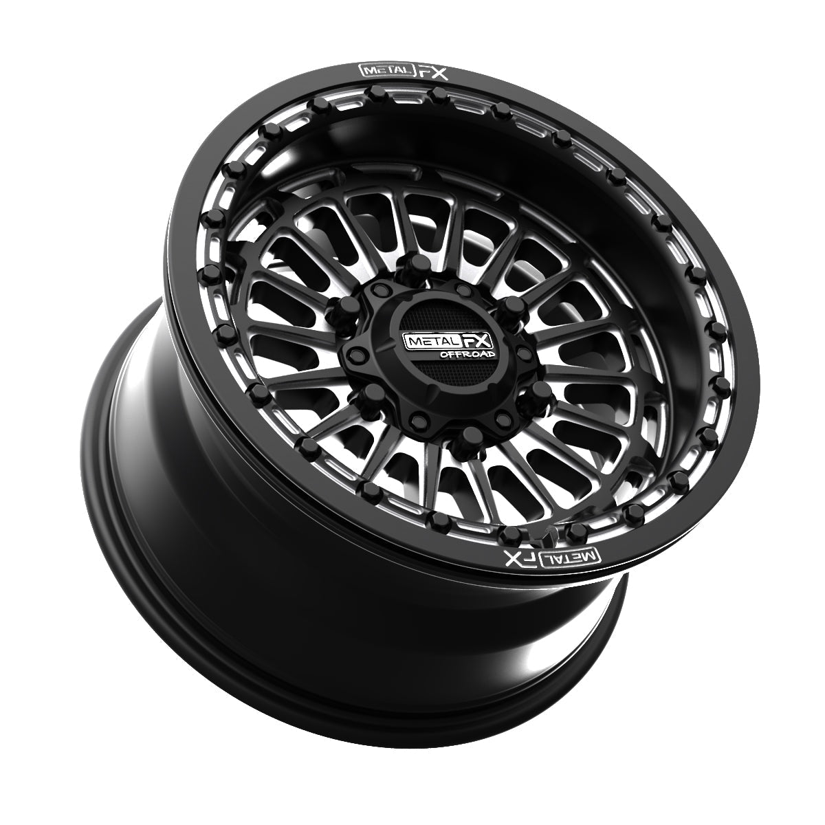 Metal FX Wheels Delta 6R Beadlock Satin Black Contrast Cut